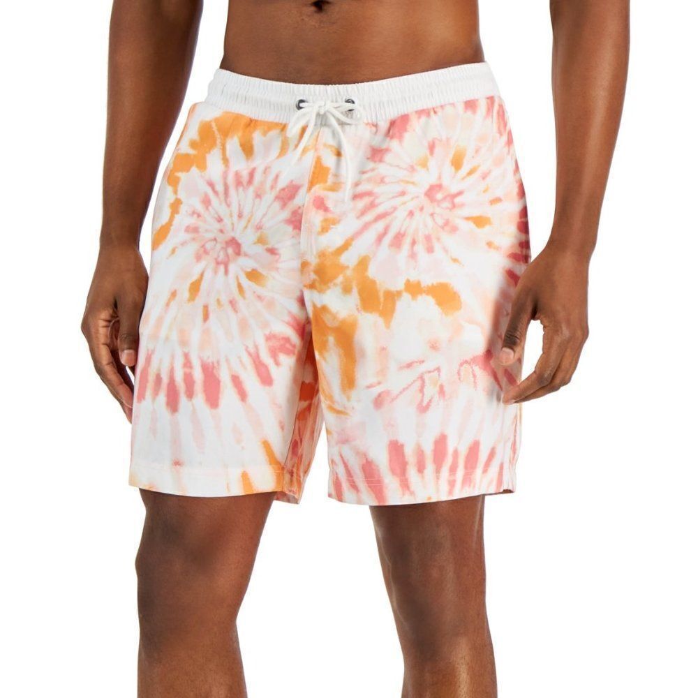 Club Room Men's Regular-Fit Quick-Dry Tie-Dyed 7" Swim Trunks, Created f…